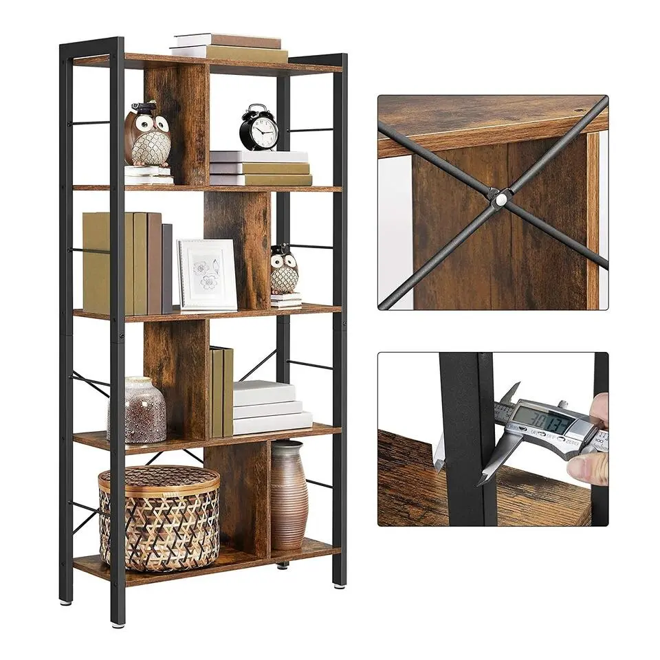 Bobbel Home - Boekenkast - 5 Planken - Hout - Bruin