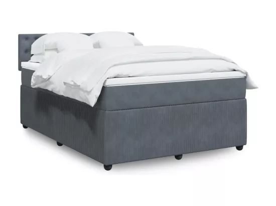 Sommier à lattes de lit et matelas Gris foncé 140x190cm Velours