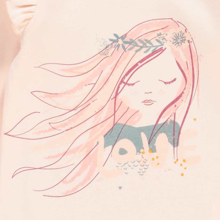 Pyjama 2 pièces manches longues fantaisie pour fille - Rose