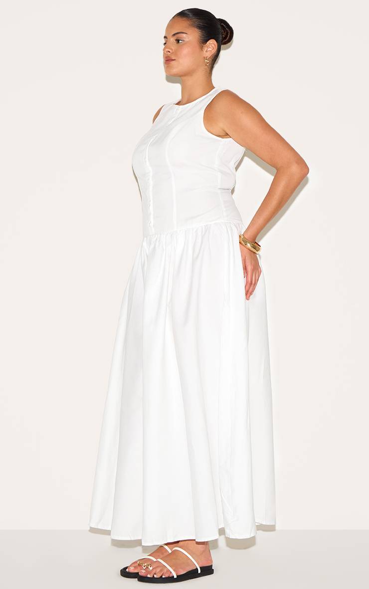 Blanc Robe Maxi Grande Taille À Taille Basse Boutonnée