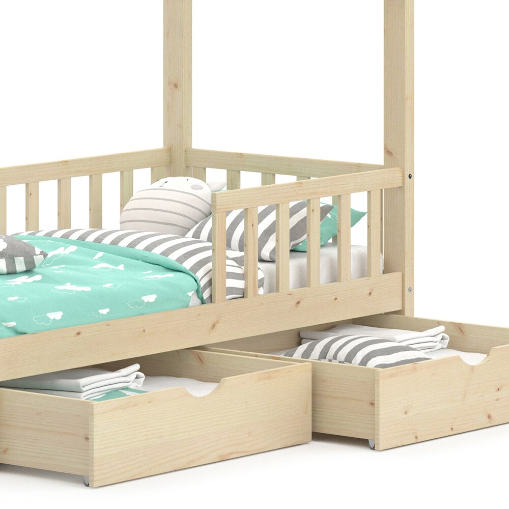 VitaliSpa Kinderbett Hausbett Spielbett Wiki 80x160 inkl Lattenrost 2 Schubladen