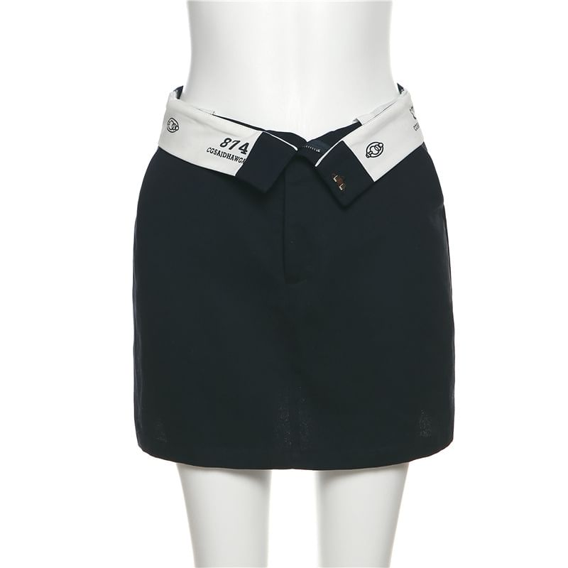 Sugarcoat - Hoge taille gevouwen nummerprint mini A-lijn rok