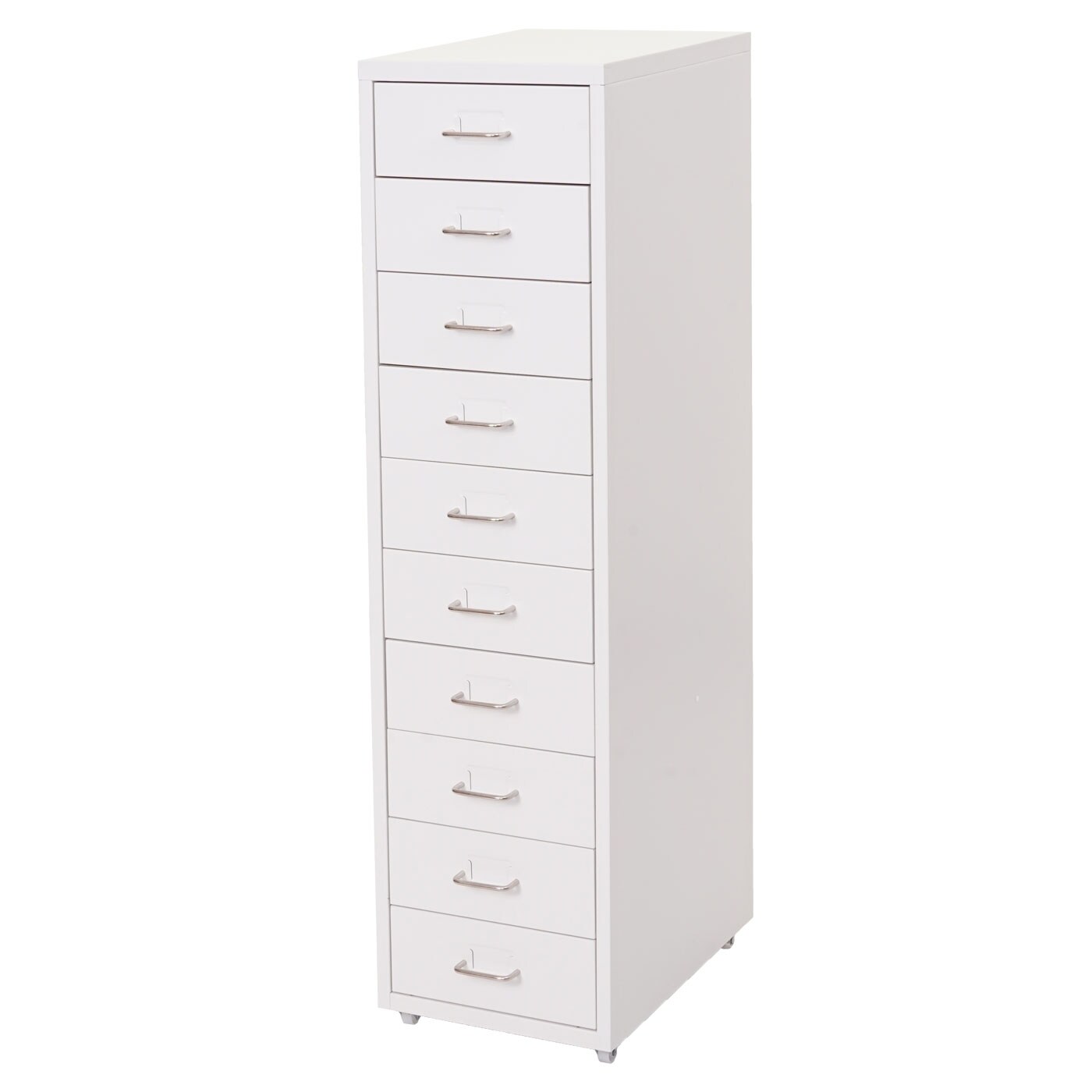 Rollcontainer Preston T851, Schubladenschrank Stahlschrank, 110x28x41cm 10 Schubladen ~ weiß