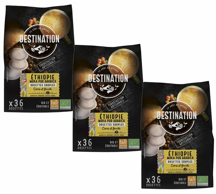108 dosettes souples Bio Moka d'Ethiopie Bio - DESTINATION