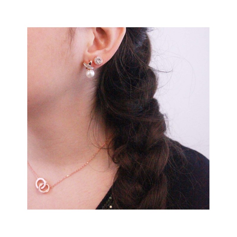 Boucles d'oreilles Sophia - Or Rosé et Cristal