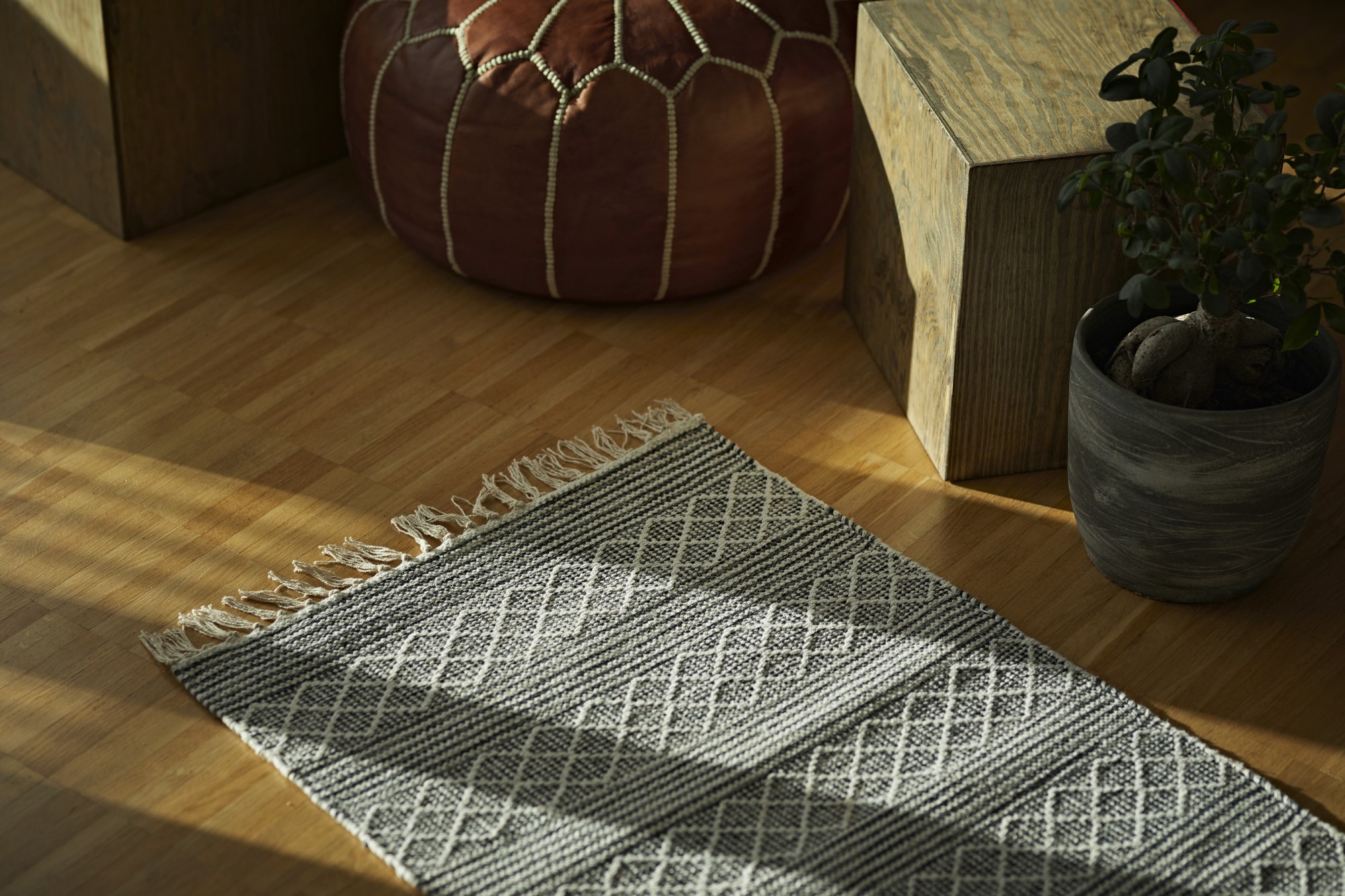Mini-Rug 'Thamane', grau-weiß, T 60 cm, B 90 cm von fischer's lagerhaus