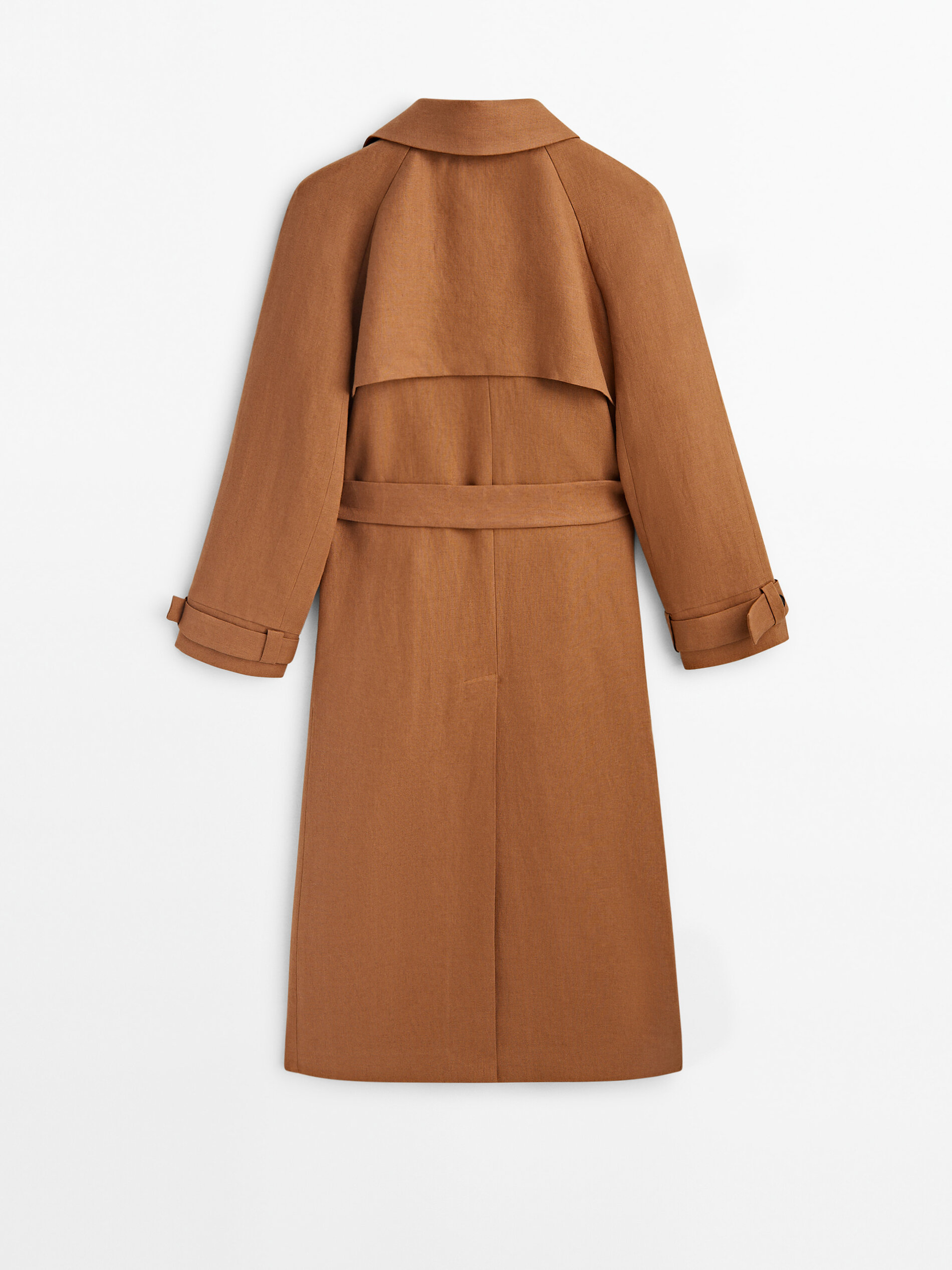 Gabardine de linho com cinto - Studio - CAMEL