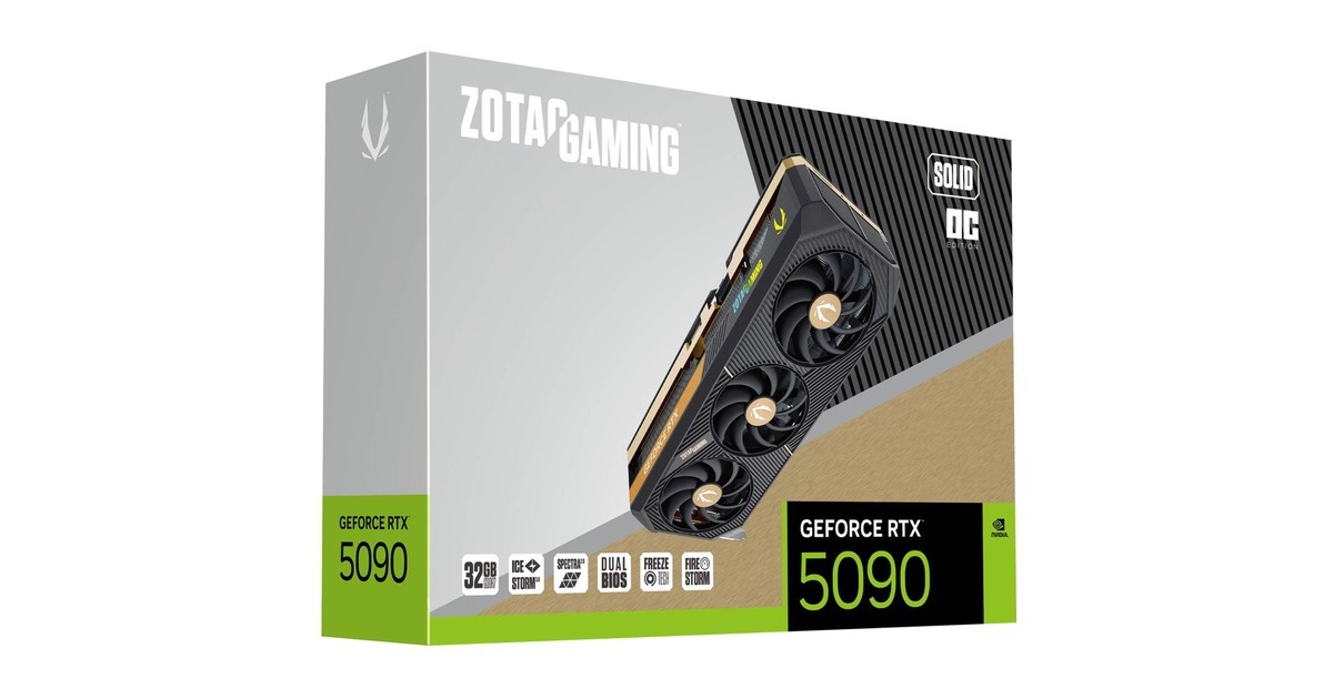 ZOTACGeForce RTX 5090 SOLID OC grafische kaart  (DLSS 4, 3x DisplayPort, 1x HDMI 2.1)