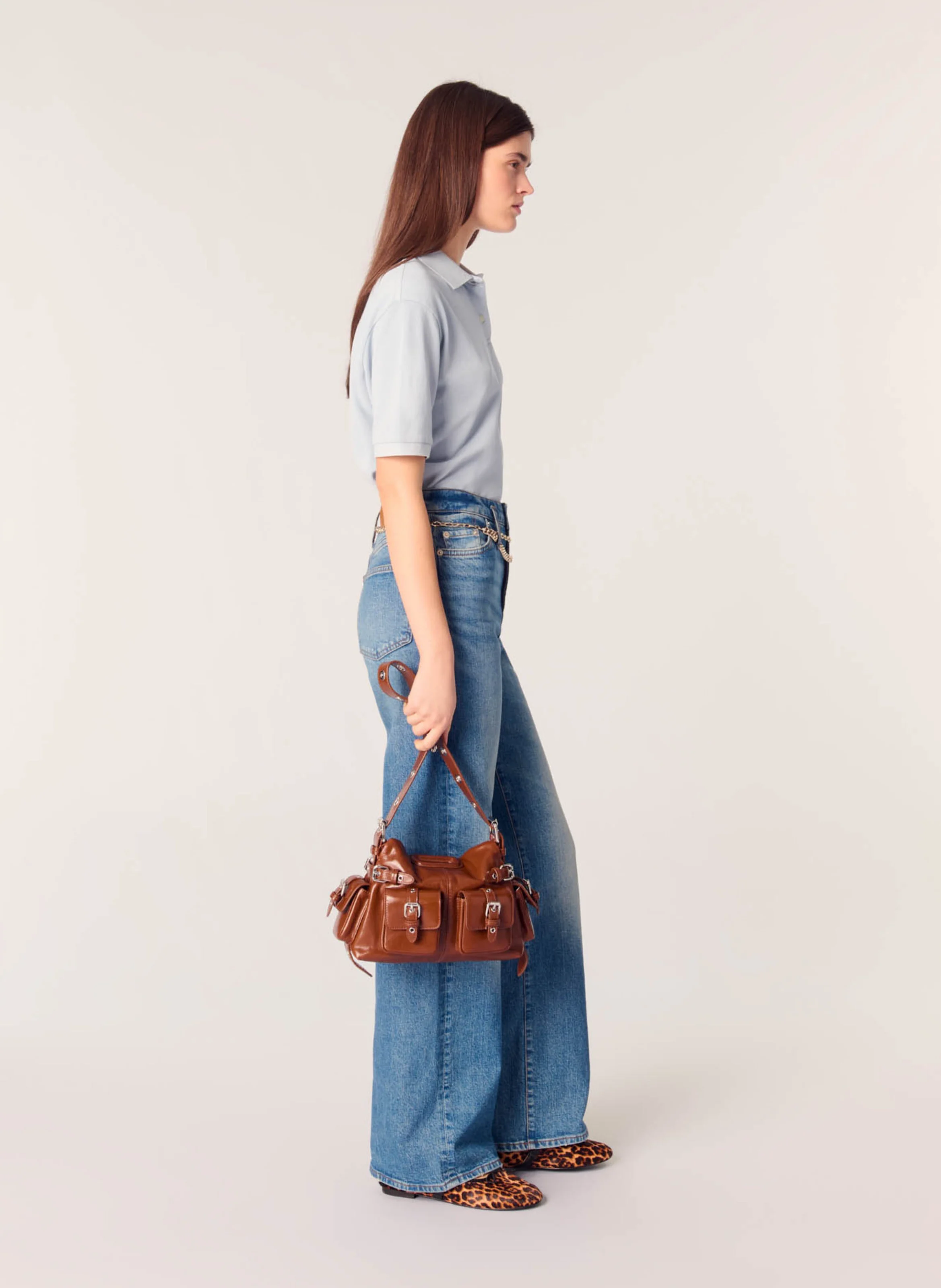 Jean large en denim de coton | Bleu