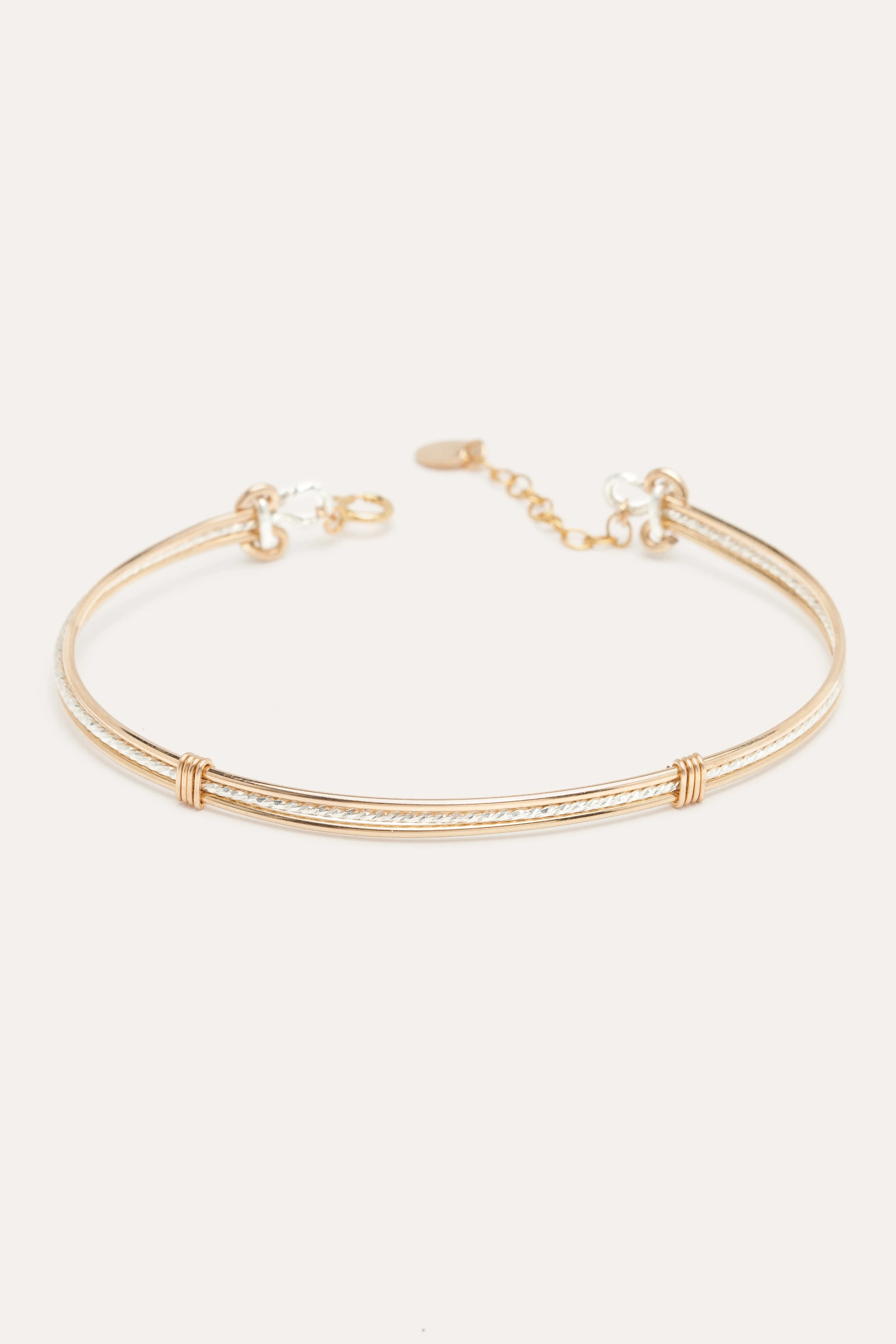 Jonc diamanté bicolore | Doré