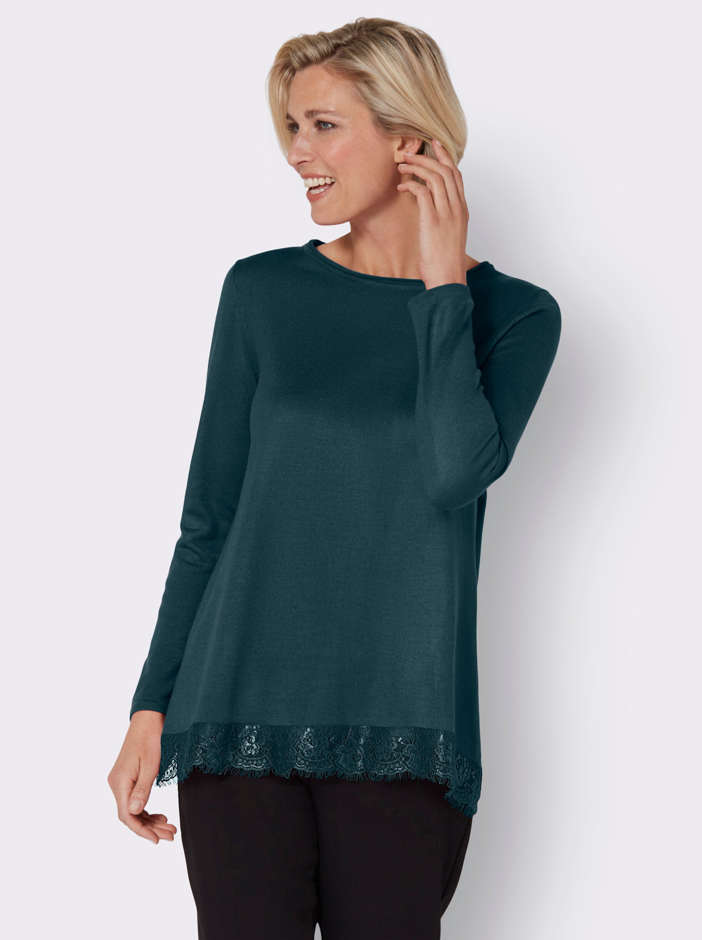 Longpullover mit Spitze