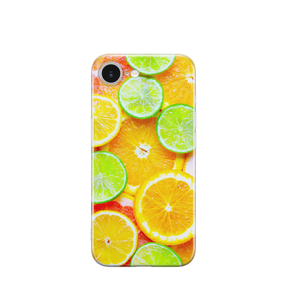 iPhone 16e Gummi Hülle Sommerfrüchte - Orange