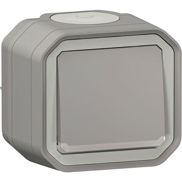 Interrupteur ou va-et-vient lumineux 10 A - Plexo - complet saillie - gris