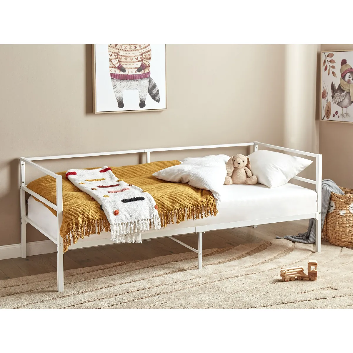 Beliani Lit BATTUT 90x200 cm - Métal Blanc