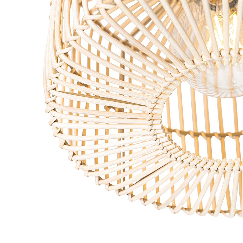 Oosterse plafondlamp zwart met rotan - Maud