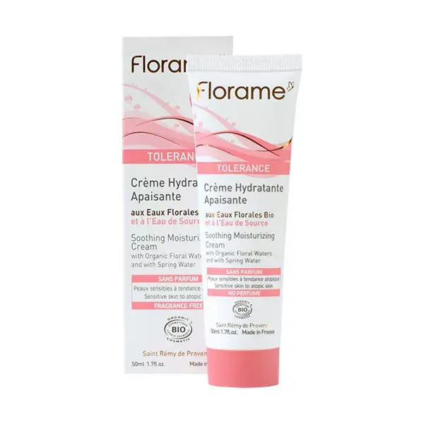 Creme facial hidratante e calmante orgânico Florame 50ml