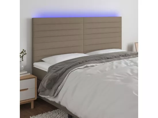 Tête de lit à LED Taupe 160x5x118/128 cm Tissu