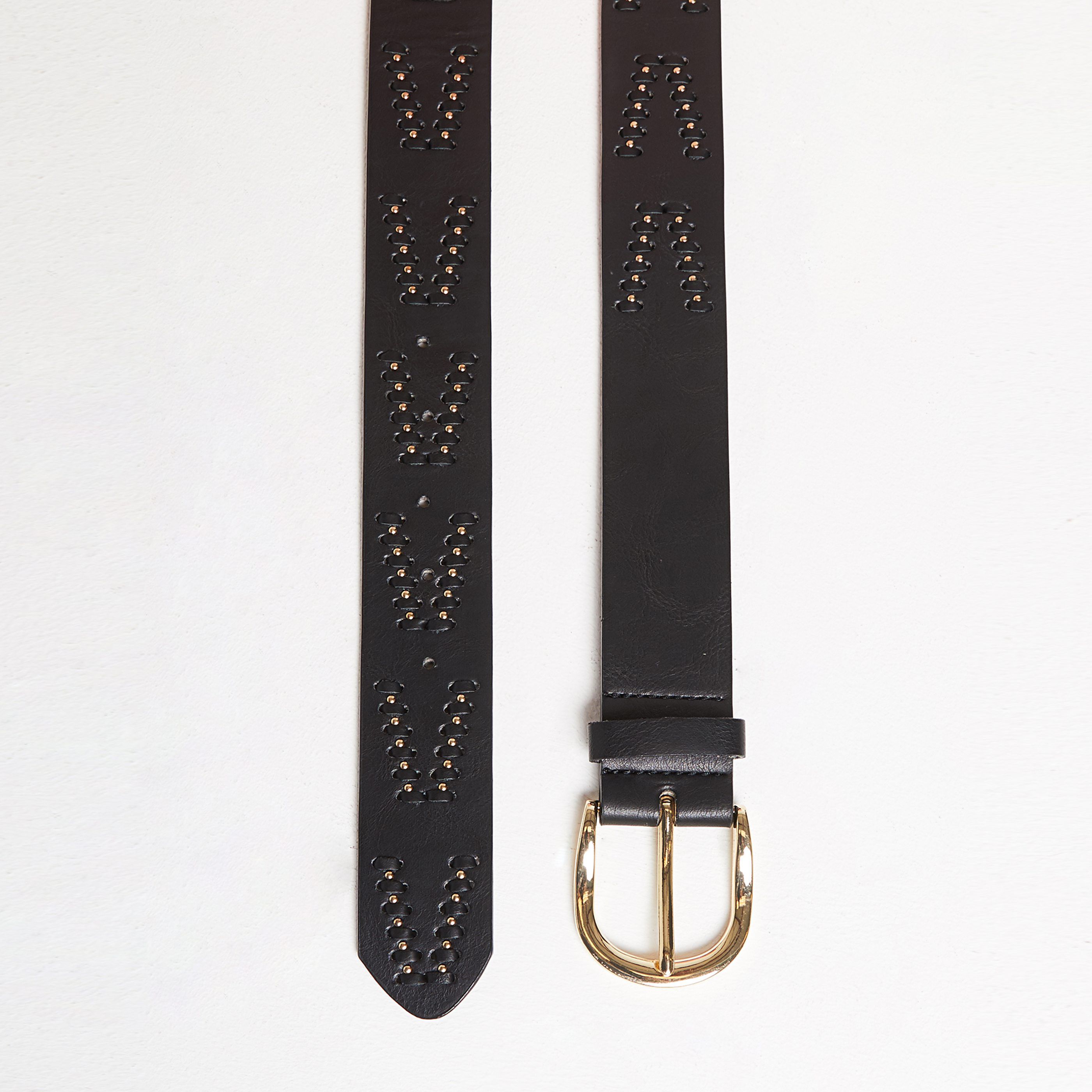 Ceinture large tressée femme - NOIR