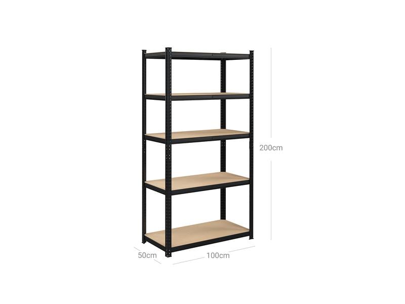 Songmics Regal 200 x 100 cm, MDF Standregal mit fünf höhenverstellbaren Ablagen