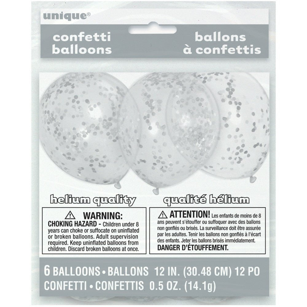 Confettti Ballonnen Zilver 30cm 6st