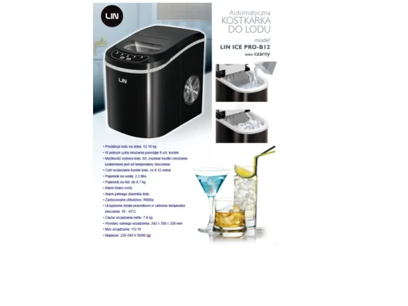 Transportabel ismaskine LIN ICE PRO-B12 sort
