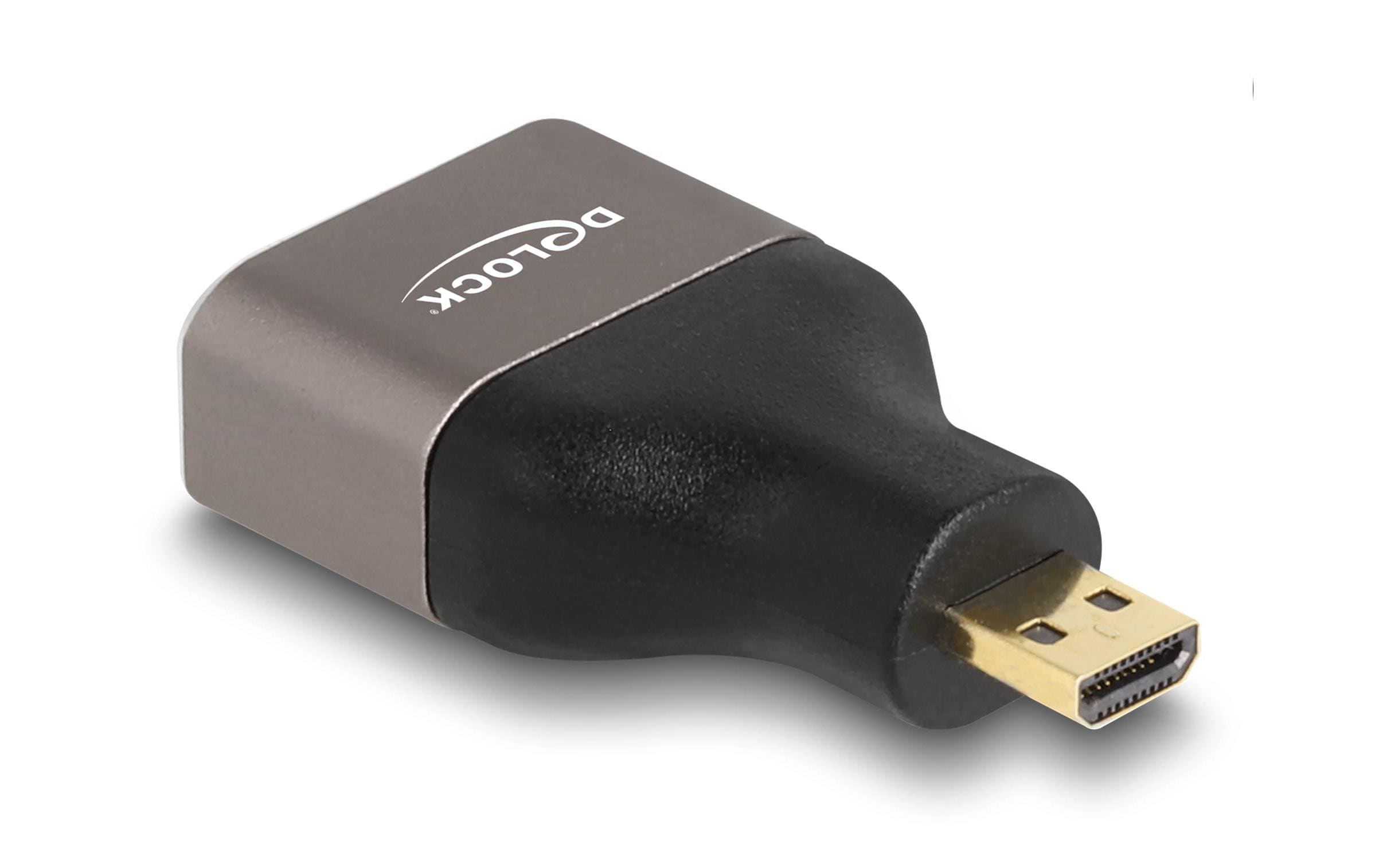Adapter 8K 60 Hz HDMI - Micro-HDMI (HDMI-D)Delock HDMI Adapter Micro-D Stecker zu A Buchse 8K 60 Hz grau Metall