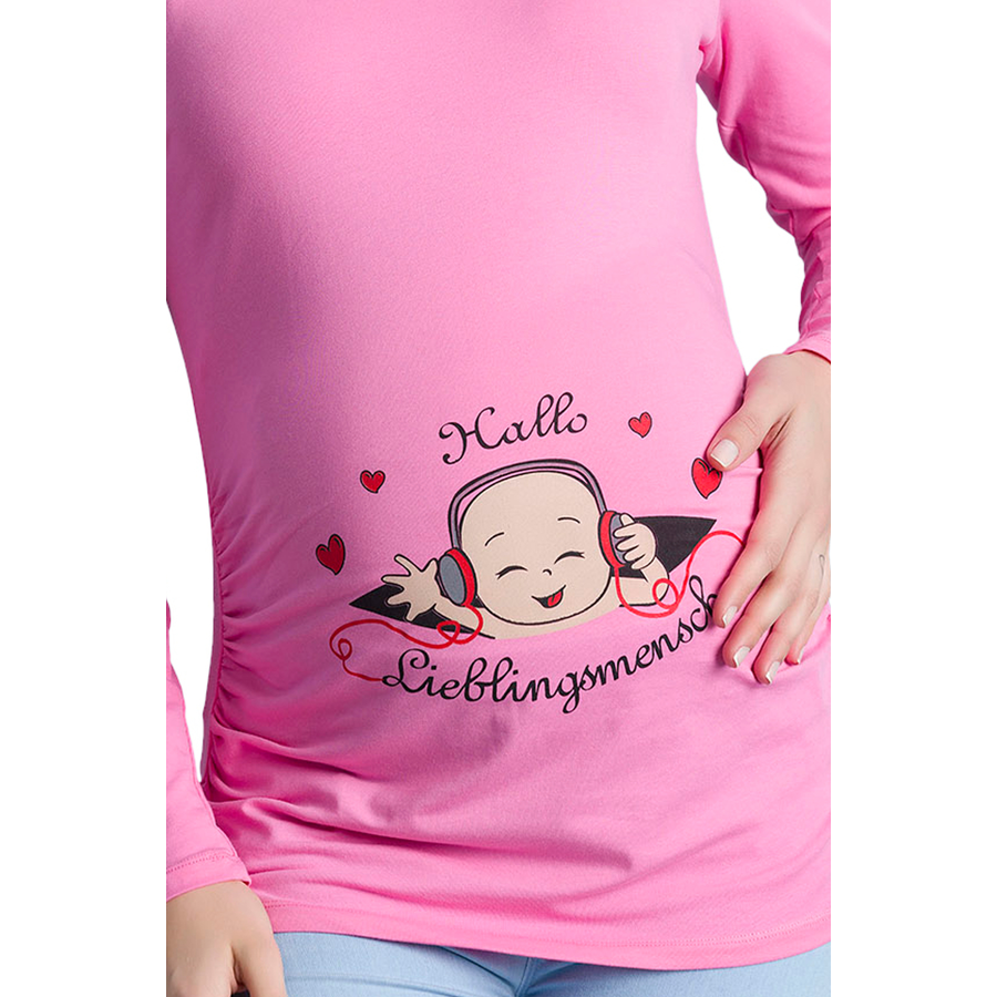 M.M.C. Umstandslangarmshirt Hallo Lieblingsmensch mit Motiv Rosa