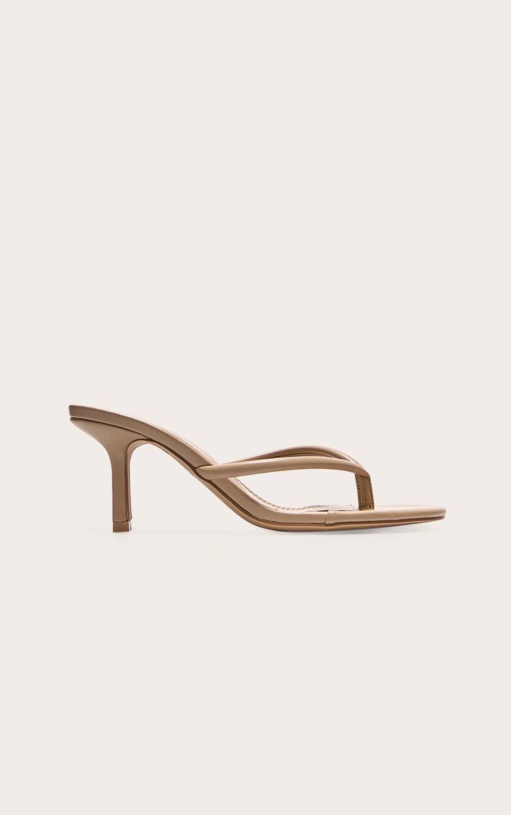 Camel Mules À Talon En Synthétiquecuir Avec Bride Entre Les Orteils