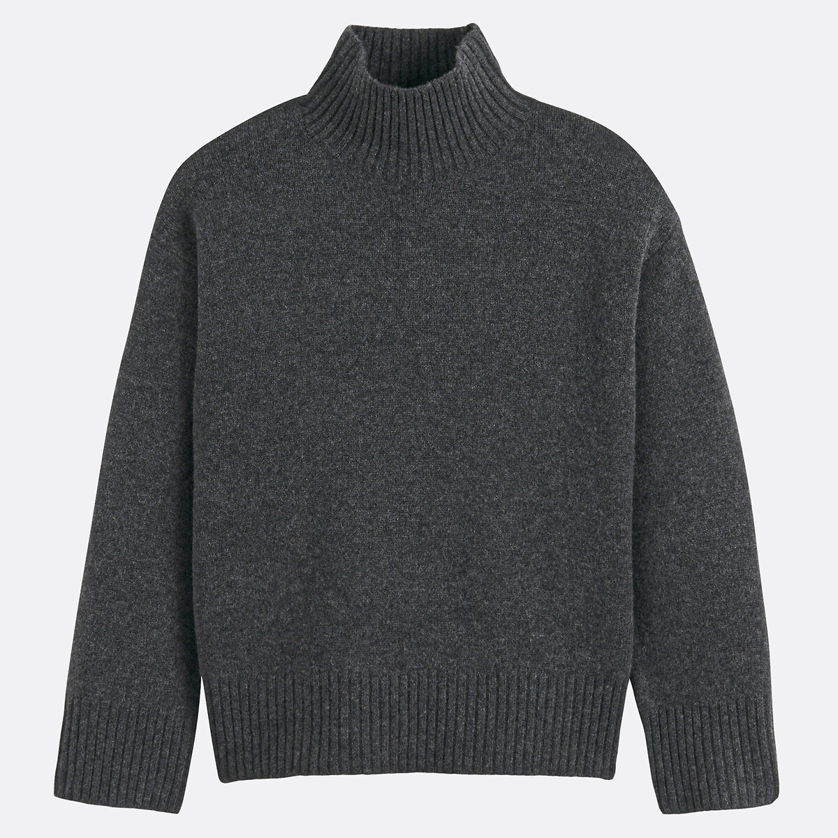 COLEÇÕES LA REDOUTE<br>Suéter de lã com gola rolê, tricô grosso