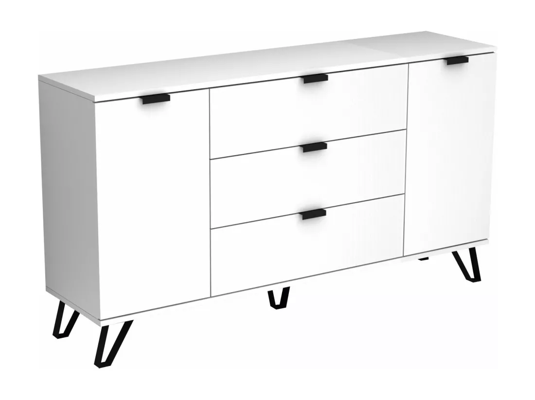 Buffet avec 2 portes et 3 tiroirs - Blanc et noir - MENODA