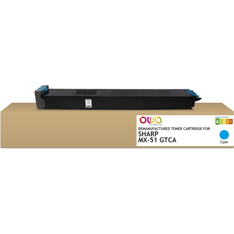 Toner remanufacturé OWA - standard - Cyan - pour SHARP MX-51GTCA, SHARP MX-51GTCA