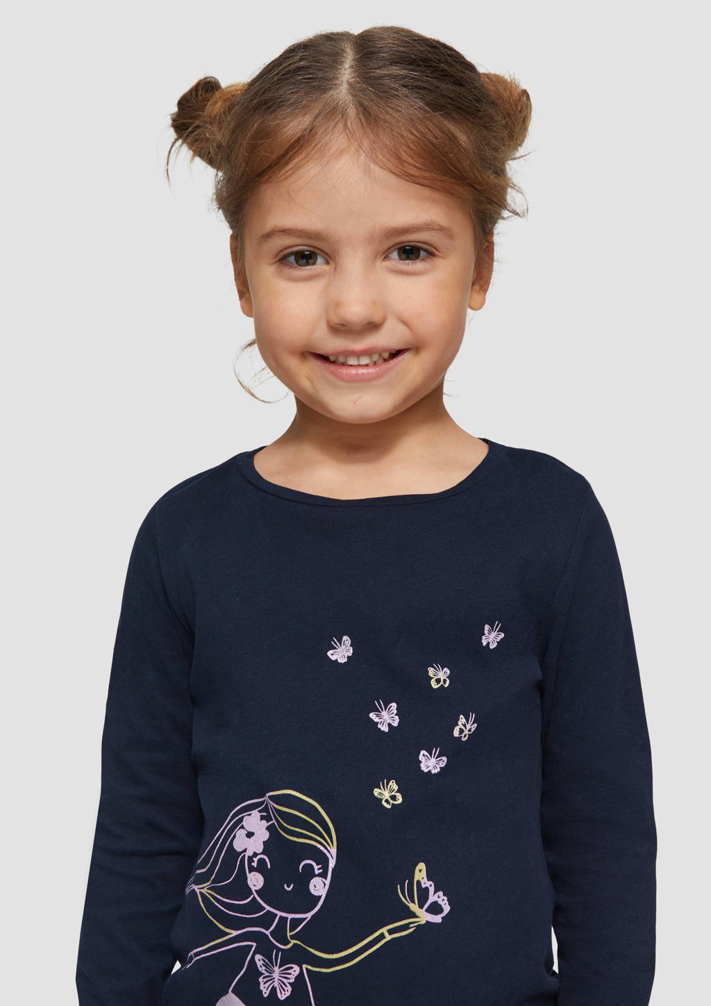 s.Oliver longsleeve met printopdruk donkerblauw