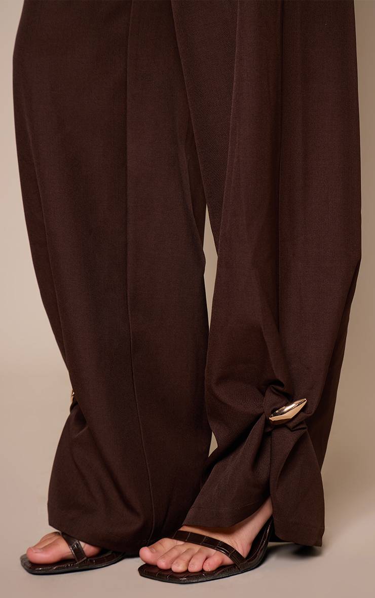 Marron Foncé Pantalon Cocon Coordonné Avec Détail De Finition