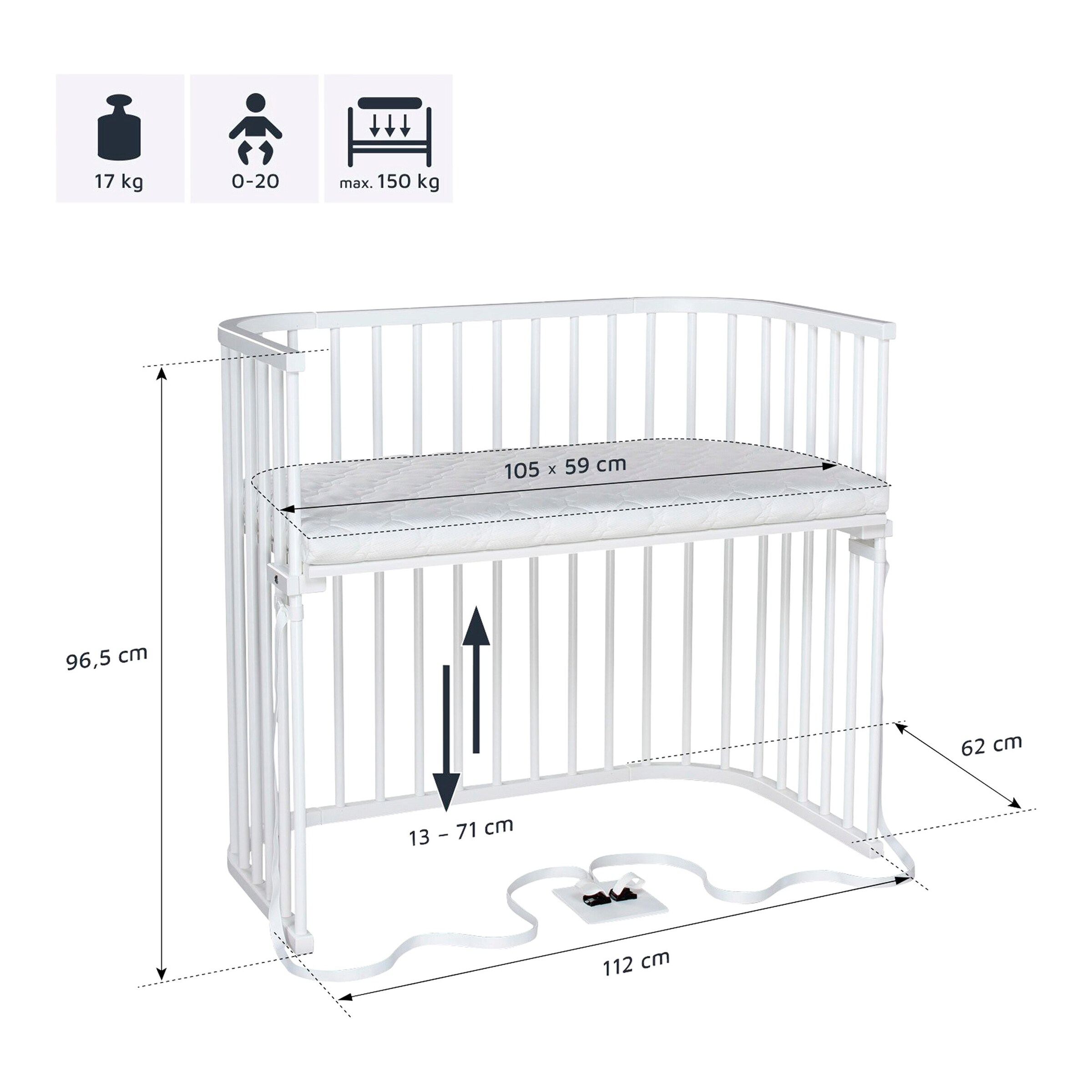 babybay® Beistellbett Boxspring XXL weiß lackiert