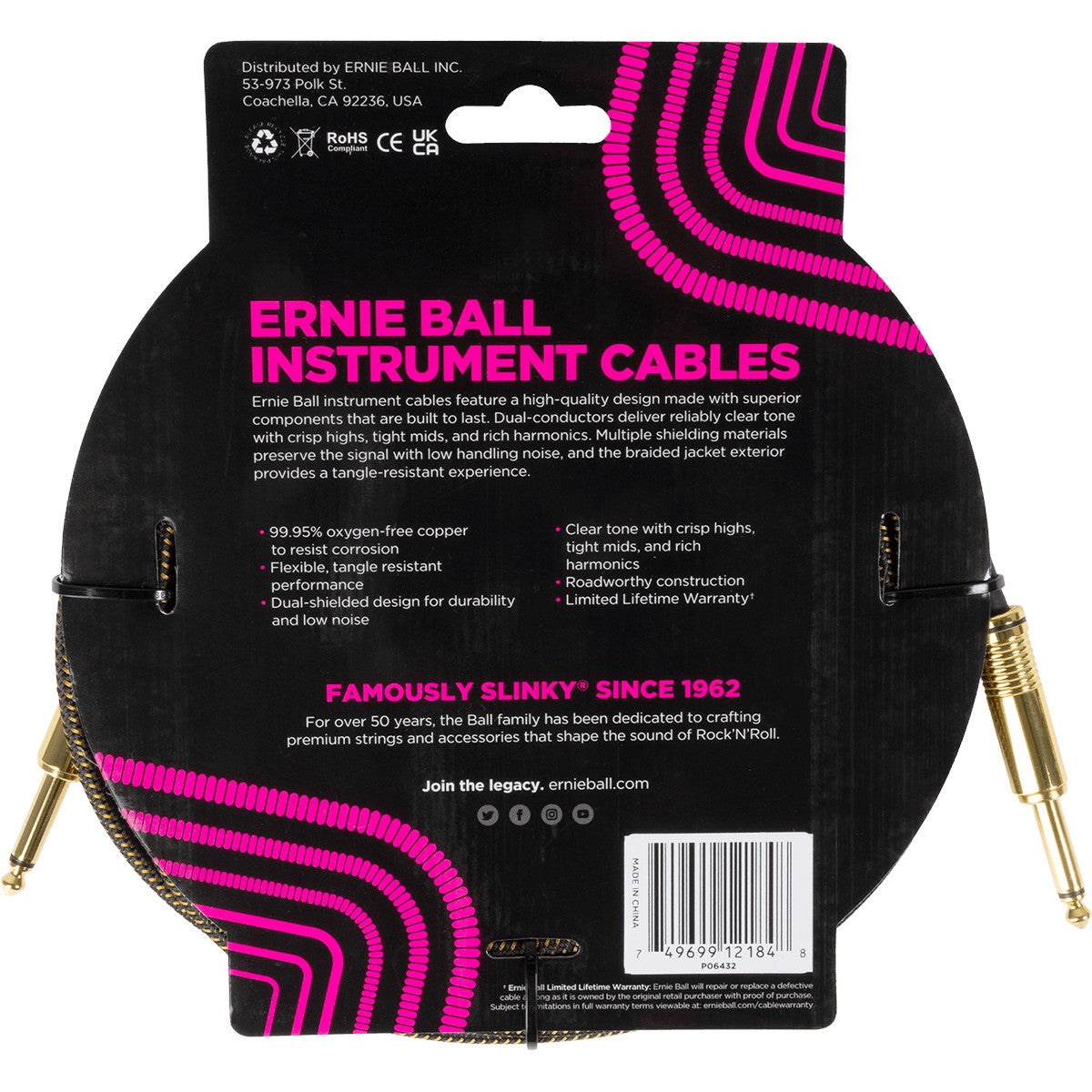 Ernie Ball 6432 Braided Pay Dirt instrumentkabel 5,5 meter