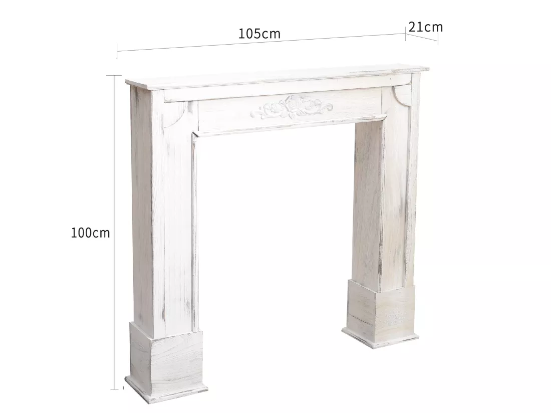 Cadre Decoratif Encadrement Cheminee Bois Gris Shabby 100x105x21