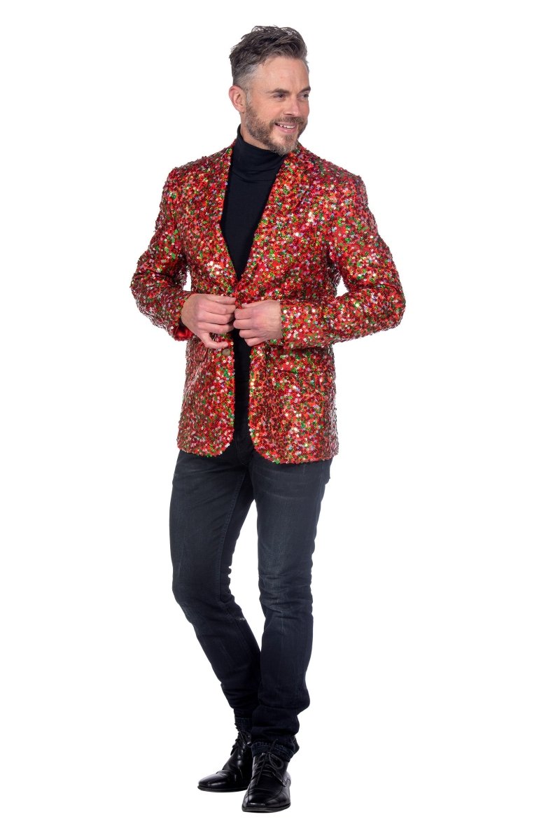 Rood Groene Blazer Heren Pailletten
