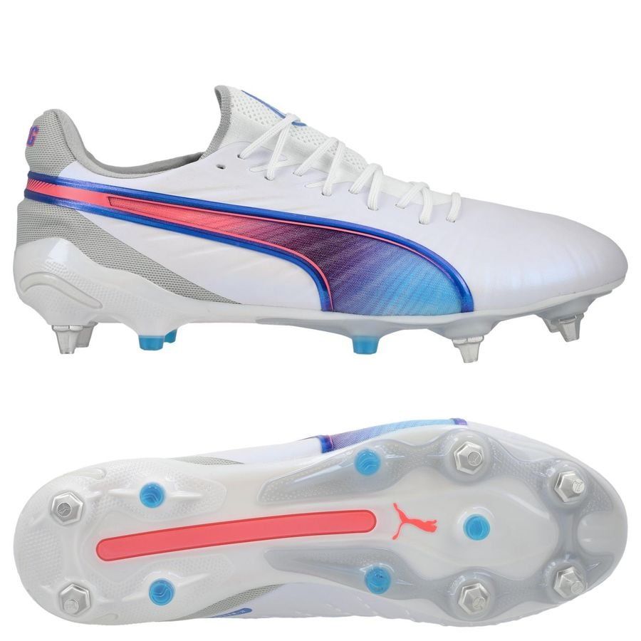 PUMA King Ultimate SG Formula - Blanc/Bleu/Flat Light Gray/Crépuscule