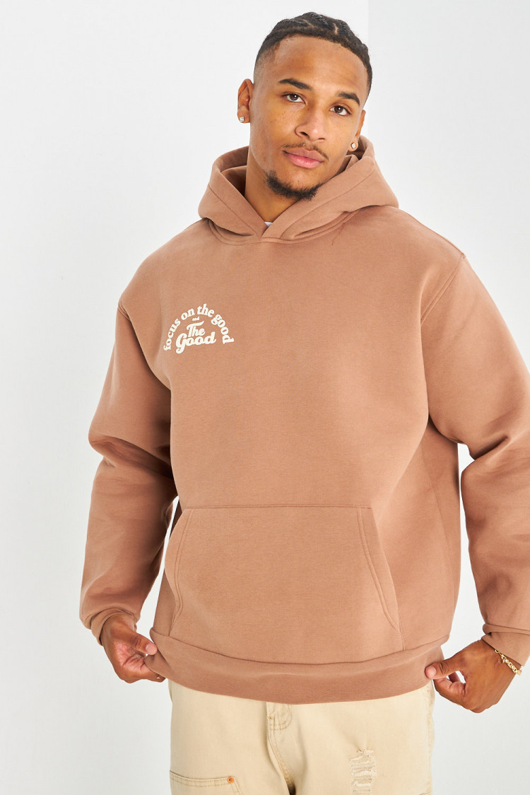 Sweat marron à capuche 