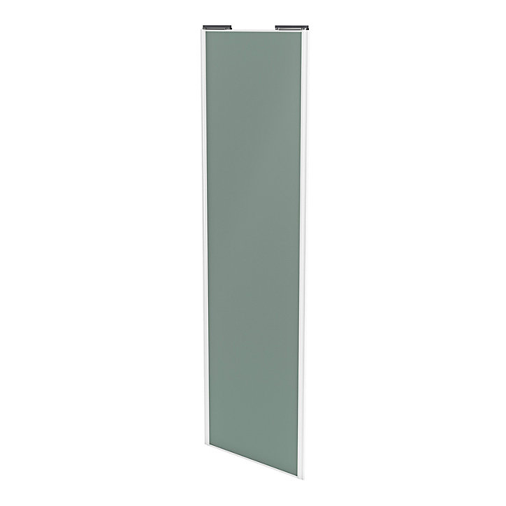 Porte de placard coulissante vert de gris profil blanc GoodHome Arius H. 248,5 x L. 77.2 cm + amortisseurs