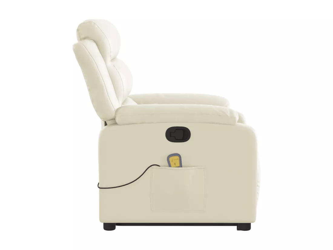 Fauteuil inclinable massant Crème Similicuir