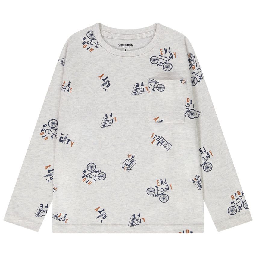 T-shirt manches longues oversize imprimé fantaisie pour garçon - Ecru