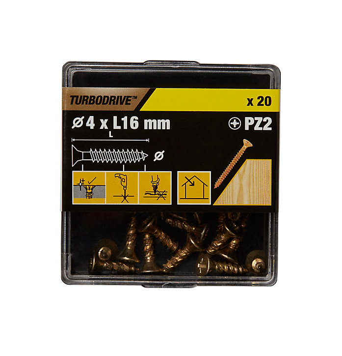 Vis à bois Turbodrive Premium pozidriv zinguée jaune 4x16 mm - 20 pièces