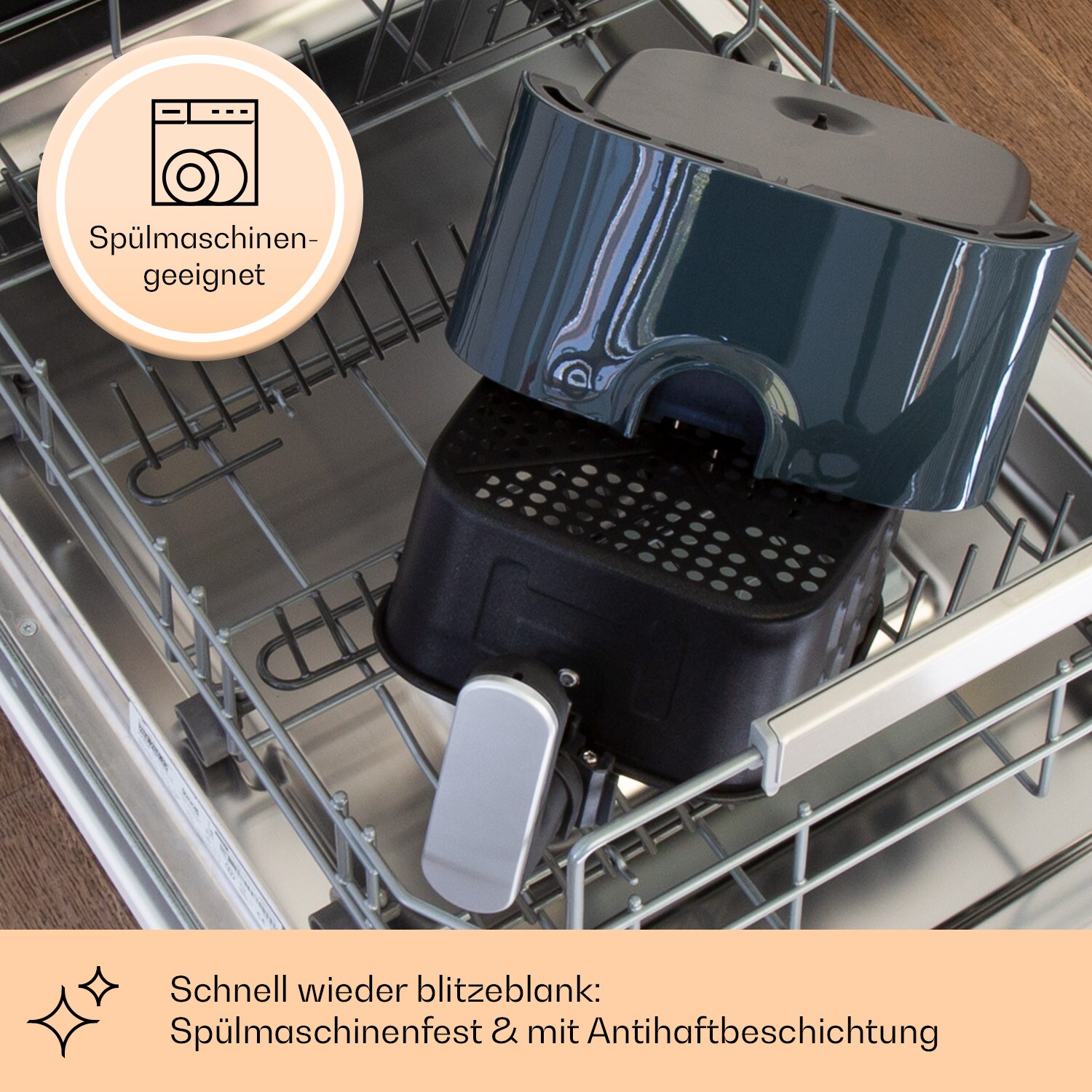 Crisp-Pro Heißluftfritteuse Air Fryer 1400W 2,8 Ltr Timer Edelstahl