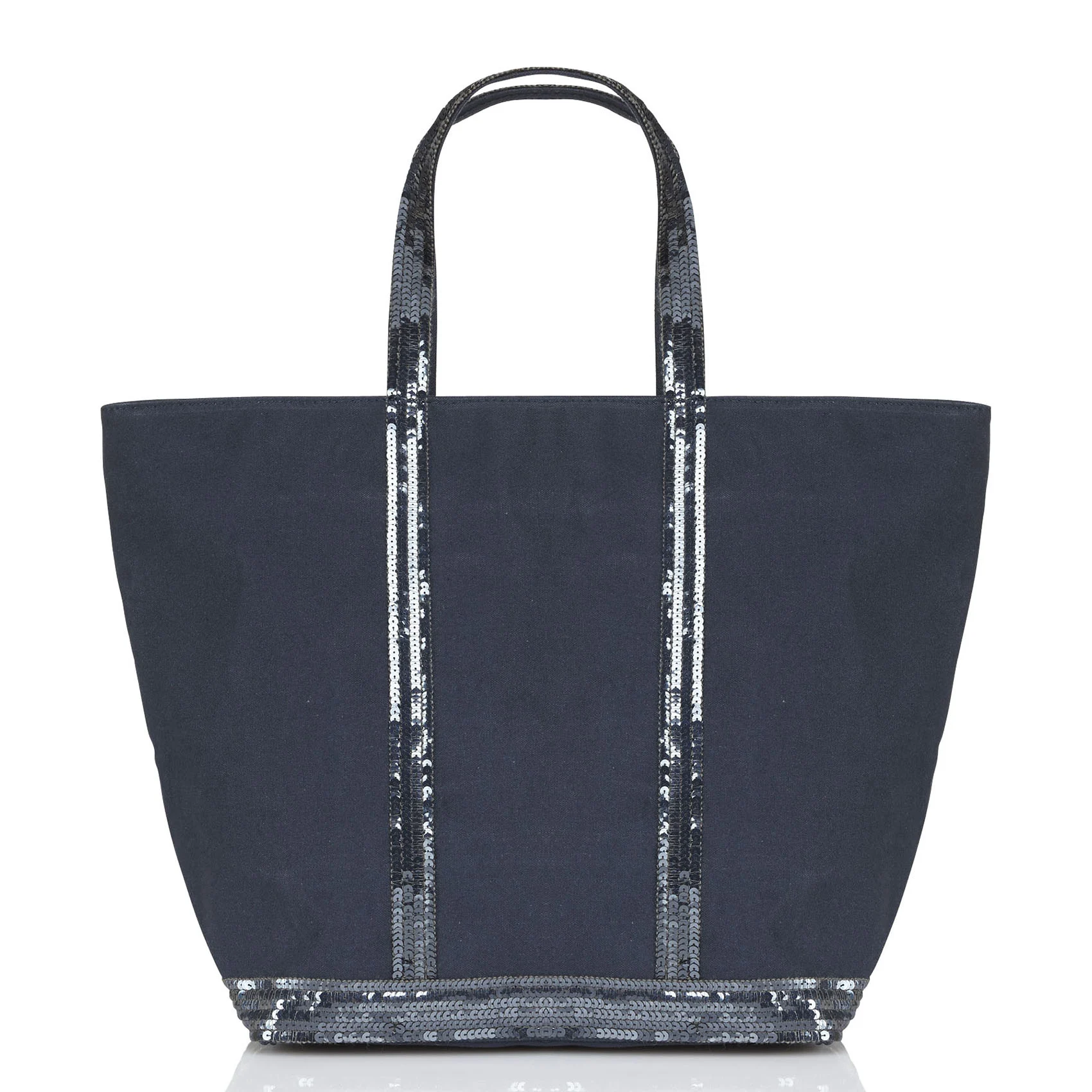 Cabas L à sequins en toile de coton| Bleu