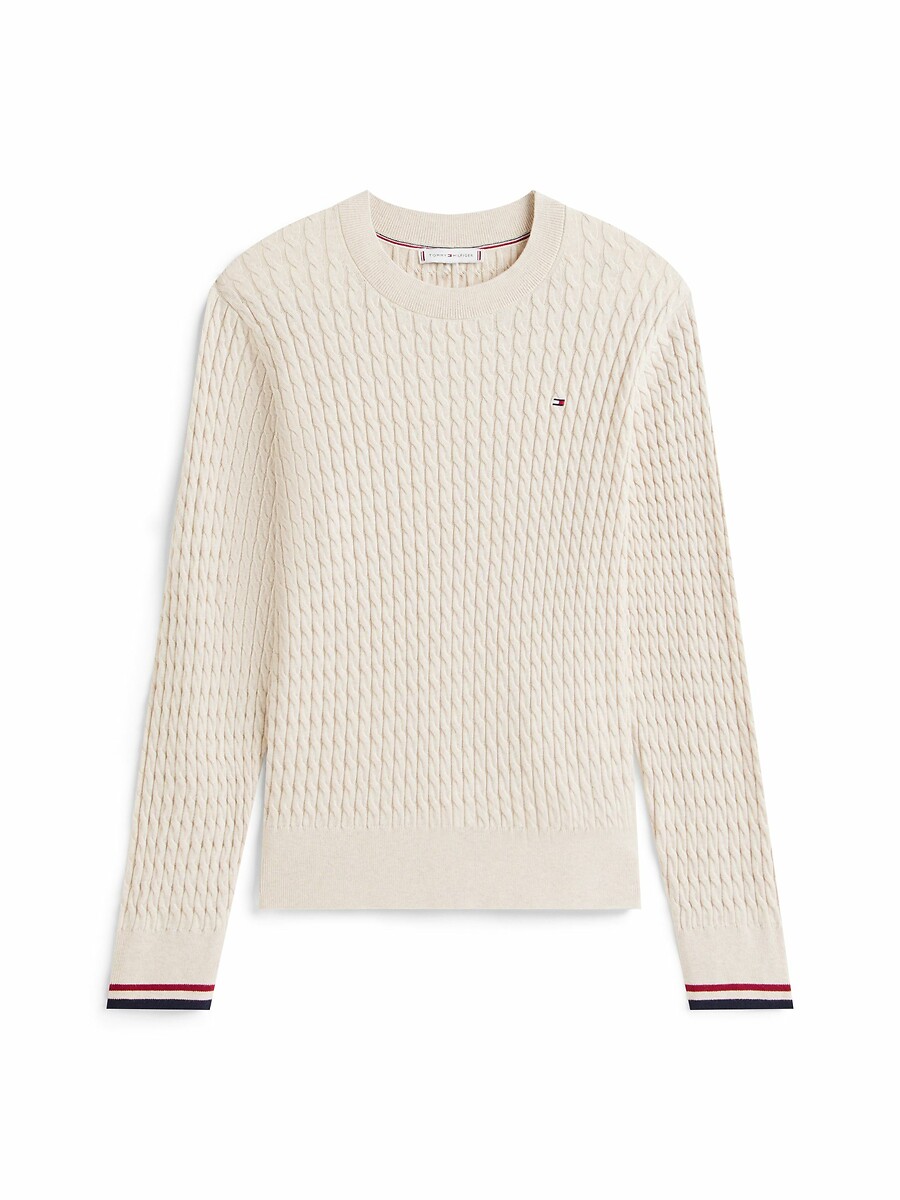 TOMMY HILFIGER<br>Suéteres de gola redonda em algodão torcido