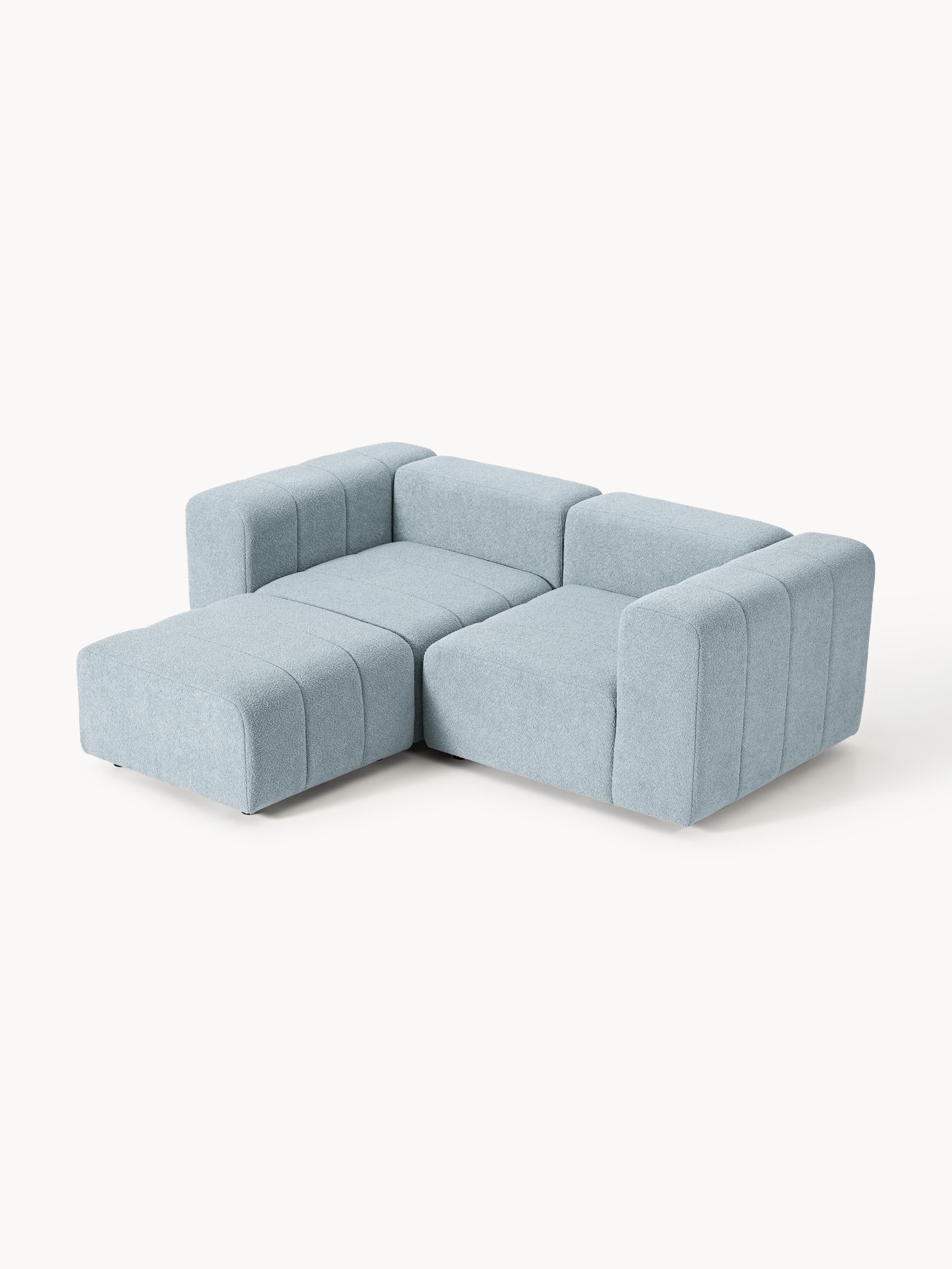Modulaire bouclé bank Lena (3-zits) met poef (links/rechts)