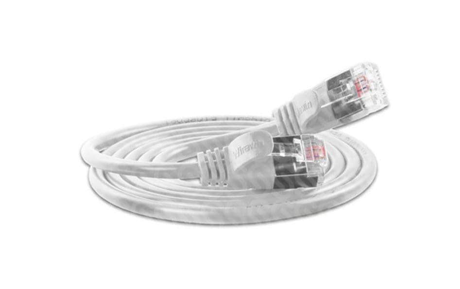 Slimpatchkabel RJ-45 - RJ-45, Cat 6, U/FTP, 7.5 m, WeissGeschirmtes Cat 6 Twisted-Pair-Kabel (U/FTP) mit Klinkenschutz