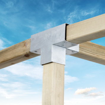 Paalverbinder voor pergola T-verbindingsstuk 4-kants 9x9 cm gegalvaniseerd