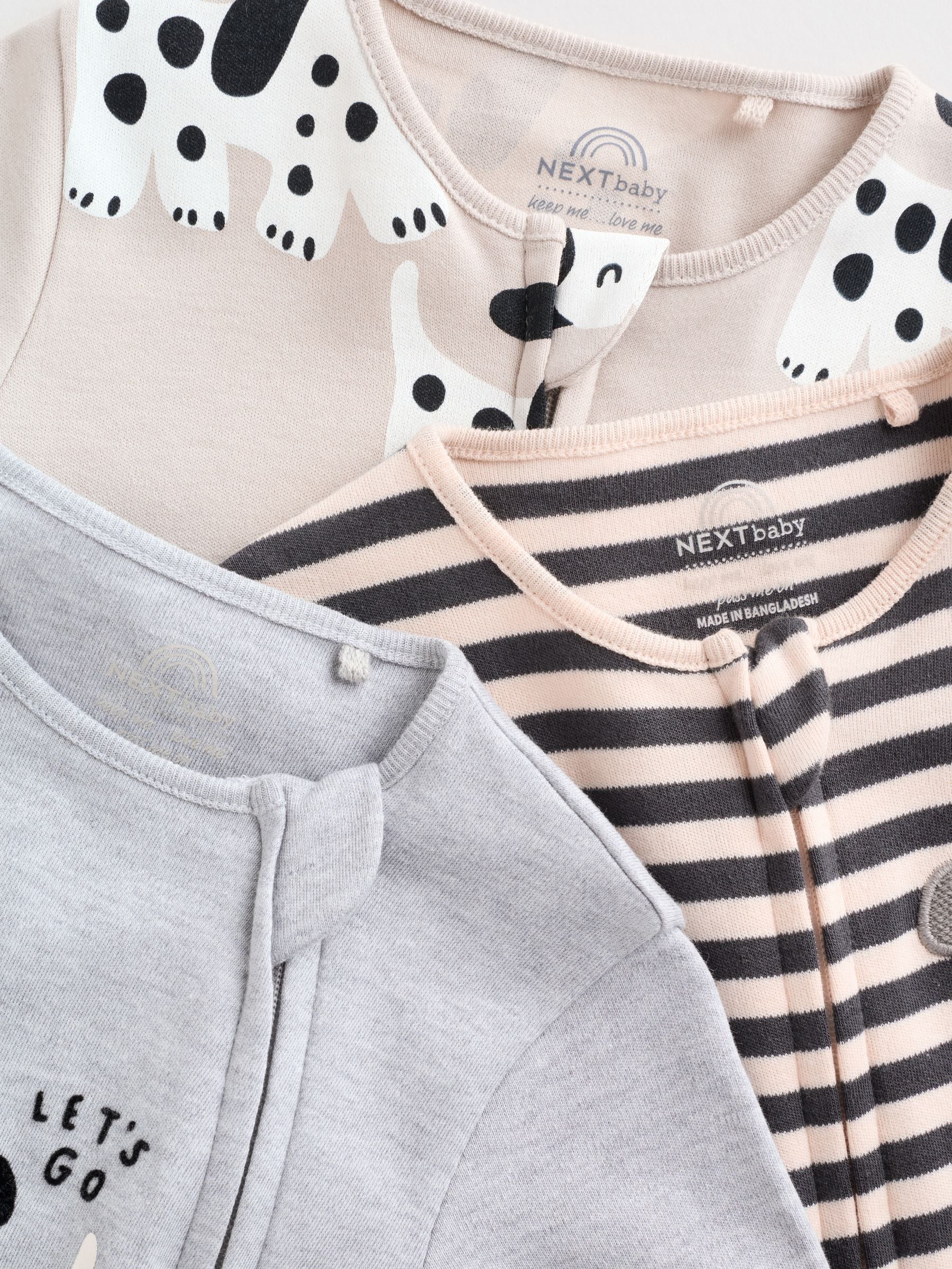 Zwart-wit met hond - Verpakking van 3 babypyjama's met tweewegrits (0-2jr)